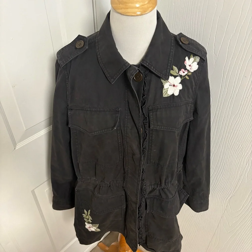 Kate Spade New York Floral Embroidered Military Jacket I3
